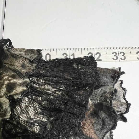 Puli Leopard Print Ruffle Tunic Dress L Sheer Boho Layered Hem Animal Print Top - Picture 7 of 10